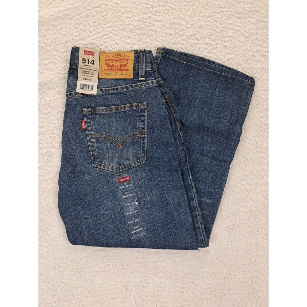 Levis 514 Straight Leg Jeans Boys Size 8 Husky 28x23 Blue New With Tags